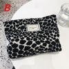 Casual and Versatile Black and White Leopard Print Makeup Washing Canvas Bagconvenient and Large Capacity