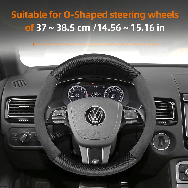 AABGI1 Suitable for Volkswagen Suede Matte Carbon Fiber Texture Steering Wheel Cover Suitable for Polo Golf 5 6 7 up Gol Volante Scirocco Passat