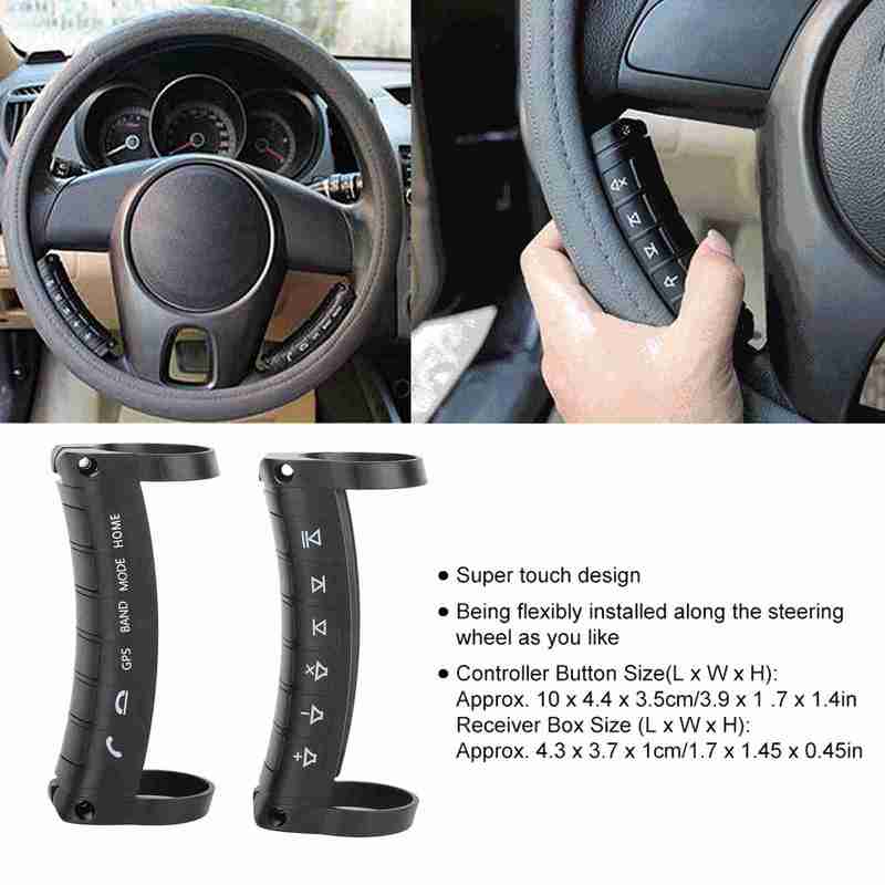 Steering Controller Car Steering Wheel Remote Control Wireless DVD Navigation Buttons Controller