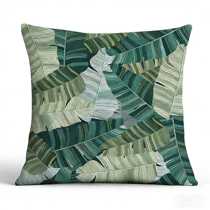 Tropical Rainforest Leaf Buttfly Geometric Abstract Cushion Cover Peach Skin Throw Pillowcase Living Room Home Decor Pillow Case