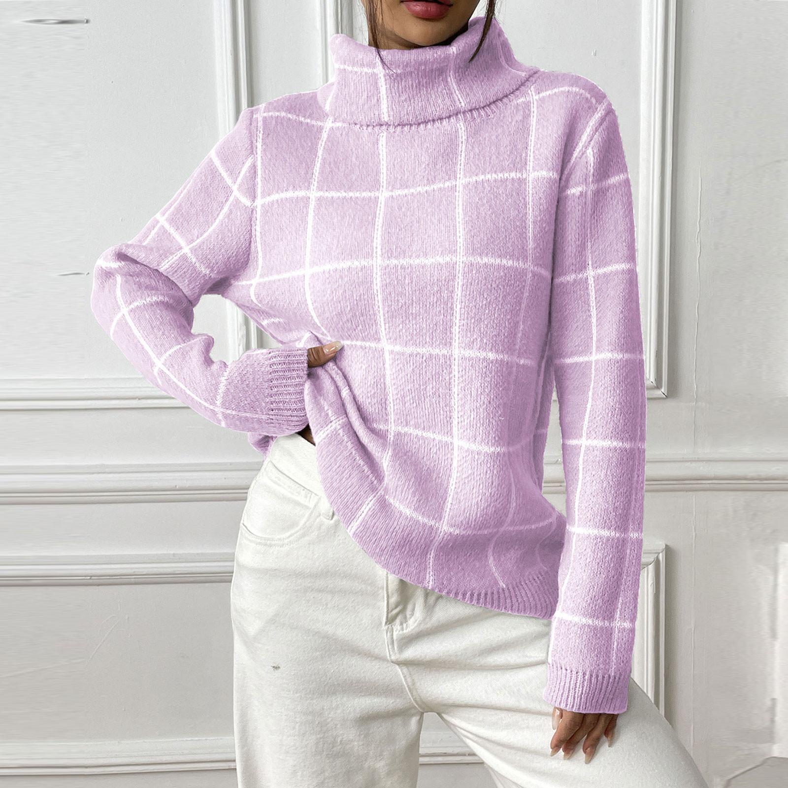 

Женская трикотажная нижняя рубашка, водолазка в клетку, свитер, верх XL фиолетовый