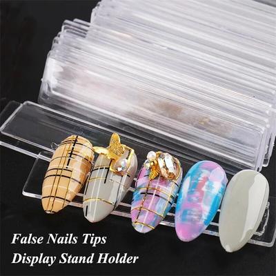 50 Stück Falsche Nagelspitzen Nail Art Display Ständer Acryl Gel Nagellack Halter Klar Falsche Nägel Übungsregale Maniküre Zeigt Werkzeuge