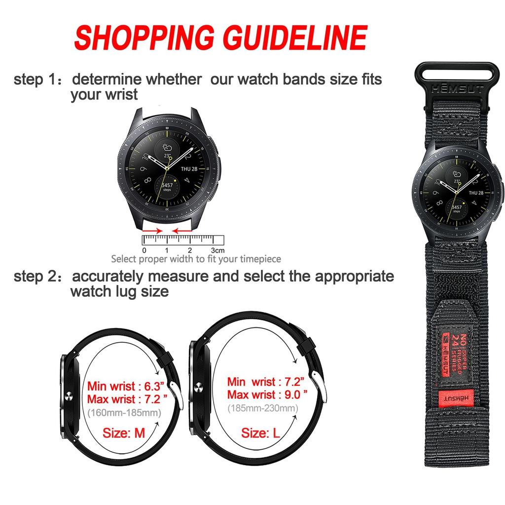 Hemsut Samsung Galaxy Watch Band 22MM Smartwatch Replacement Band Compatible with Samsung Watch 3 Watch Gear S3 Soft Nylon Smartwatch Band Watch Strap