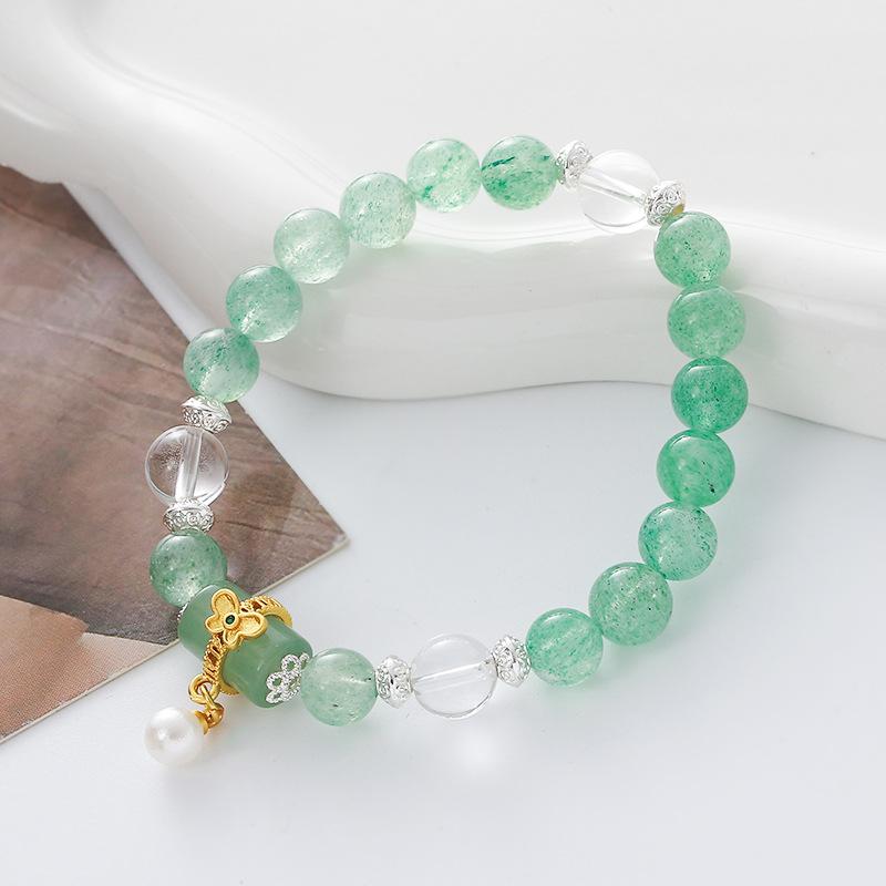 Natural Crystal Green Strawberry Crystal Bracelet Bangles Women Fashion Jewelry Accessories Gift