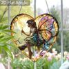 Acrylic Heart-Shaped Fairy with Moon Suncatcher, Stained Glass Style Window Hanging Ornament for Fantasy and Nature Lovers