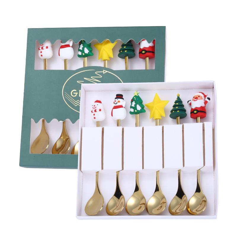 Creative Cartoon Stainless Steel Spoon & Fork Set: Coffee Stirrer, Fruit Fork, Christmas Gift