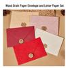 Wood Grain Kraft Paper Envelope & Wax Seal Set: Retro Love Letter & Wedding Invitation Cards