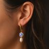 Vintage Blue Flower Ceramic Beads Pearl Hoop Earrings for Women Stainless Steel Asymmetric Gold Color Huggies Jewelry Gifts