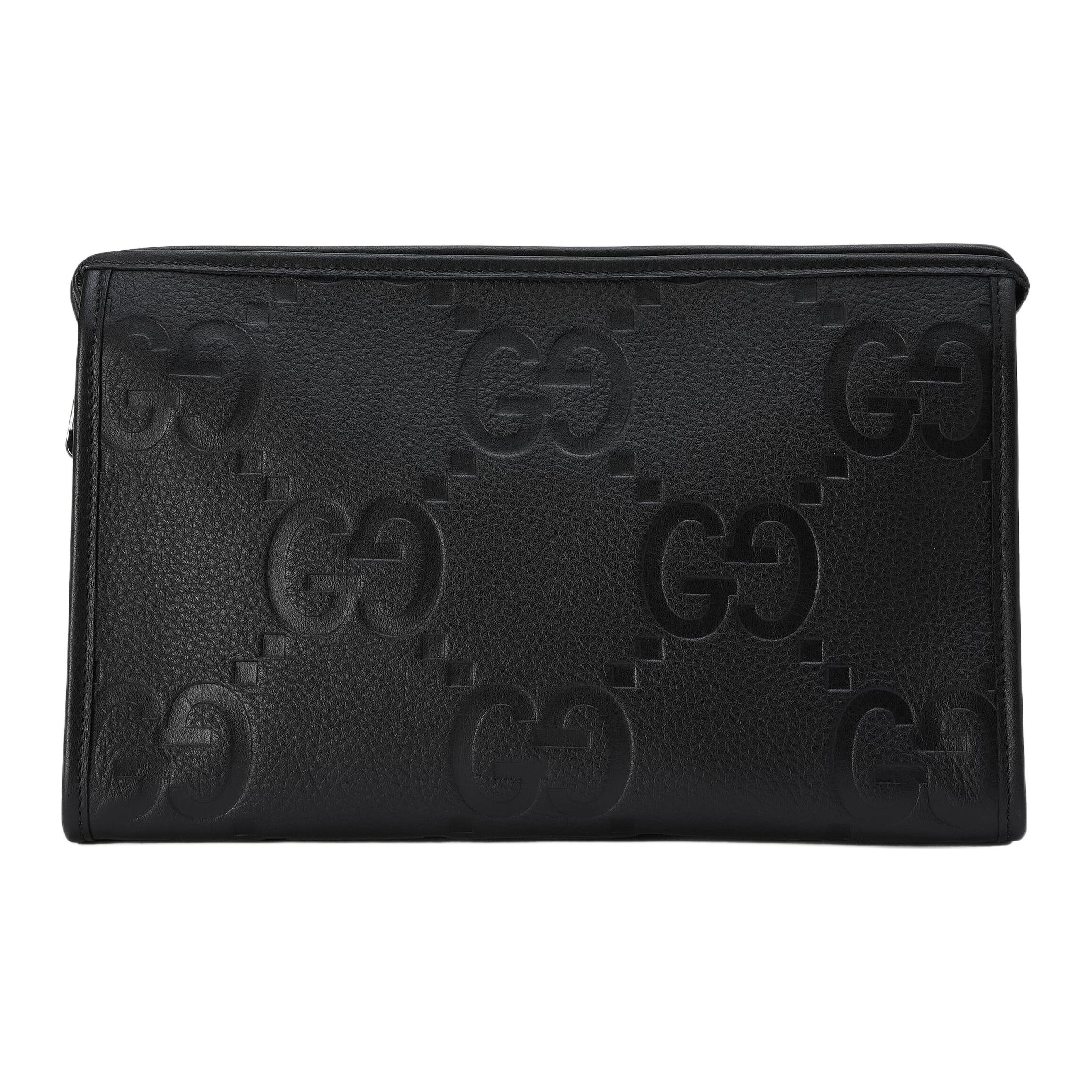 

Gucci Jumbo GG Double G Logo Zipper Leather Clutch Large Men clutch Black 739490-AABY0-1000 Gift Set(Basic Set+Box+Shopping Bag)