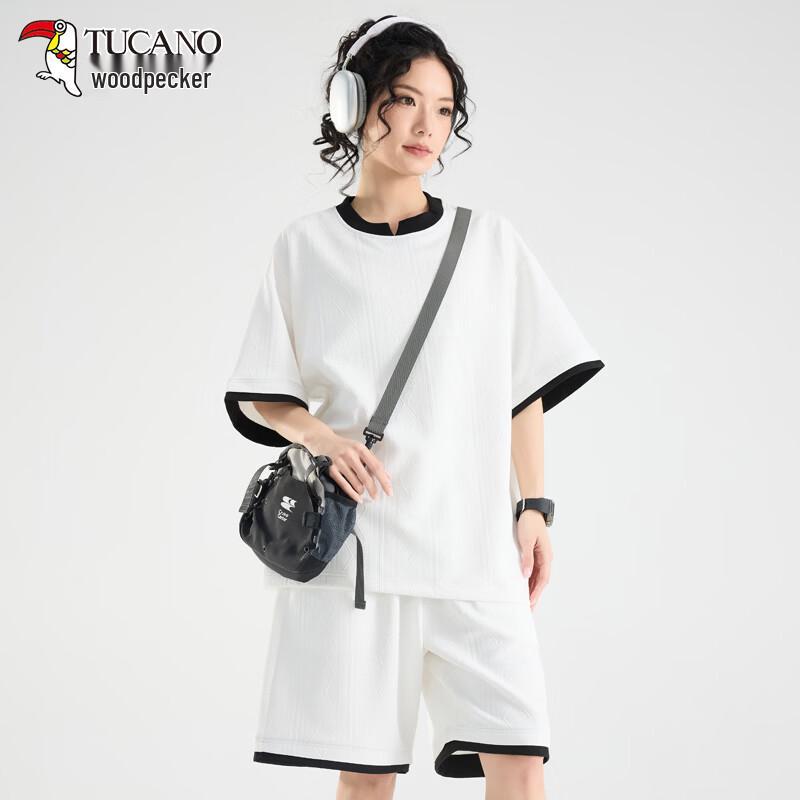 TUCANO Faux Two-Piece Color-Block V-Neck Short Sleeve T-Shirt 2XL