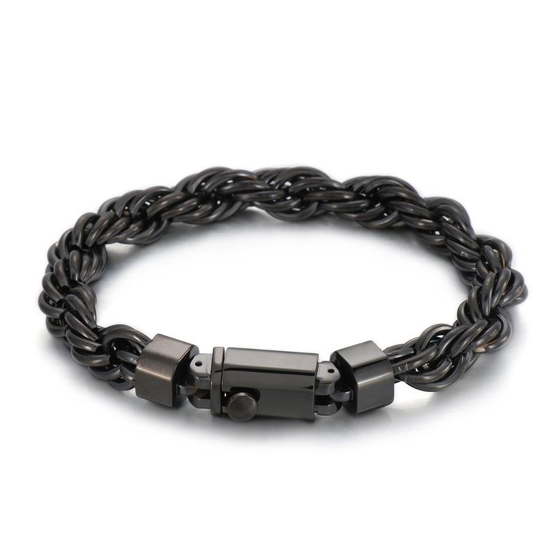KALEN 10mm Rope Chain Bracelet Men‘s Hip Hop Personalized Stainless Steel Trendy Jewelry Chunky Twisted Accessories Male Gift