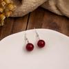 National Style Geometric Red Round Pearl Earrings, Retro Simple Court Style Earrings, High-End Earrings