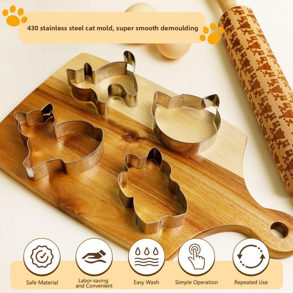 5/9Pcs Kitten Cat Shape Cookie Mold Stainless Steel Baking Tools Kitchen Gadgets Home Party Gift