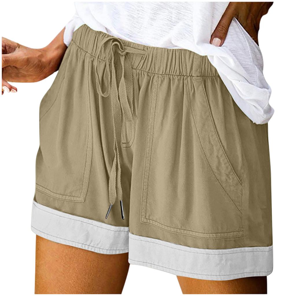 Women's Fashion Casual Elastic Waistband Pocket Drawstring Shorts