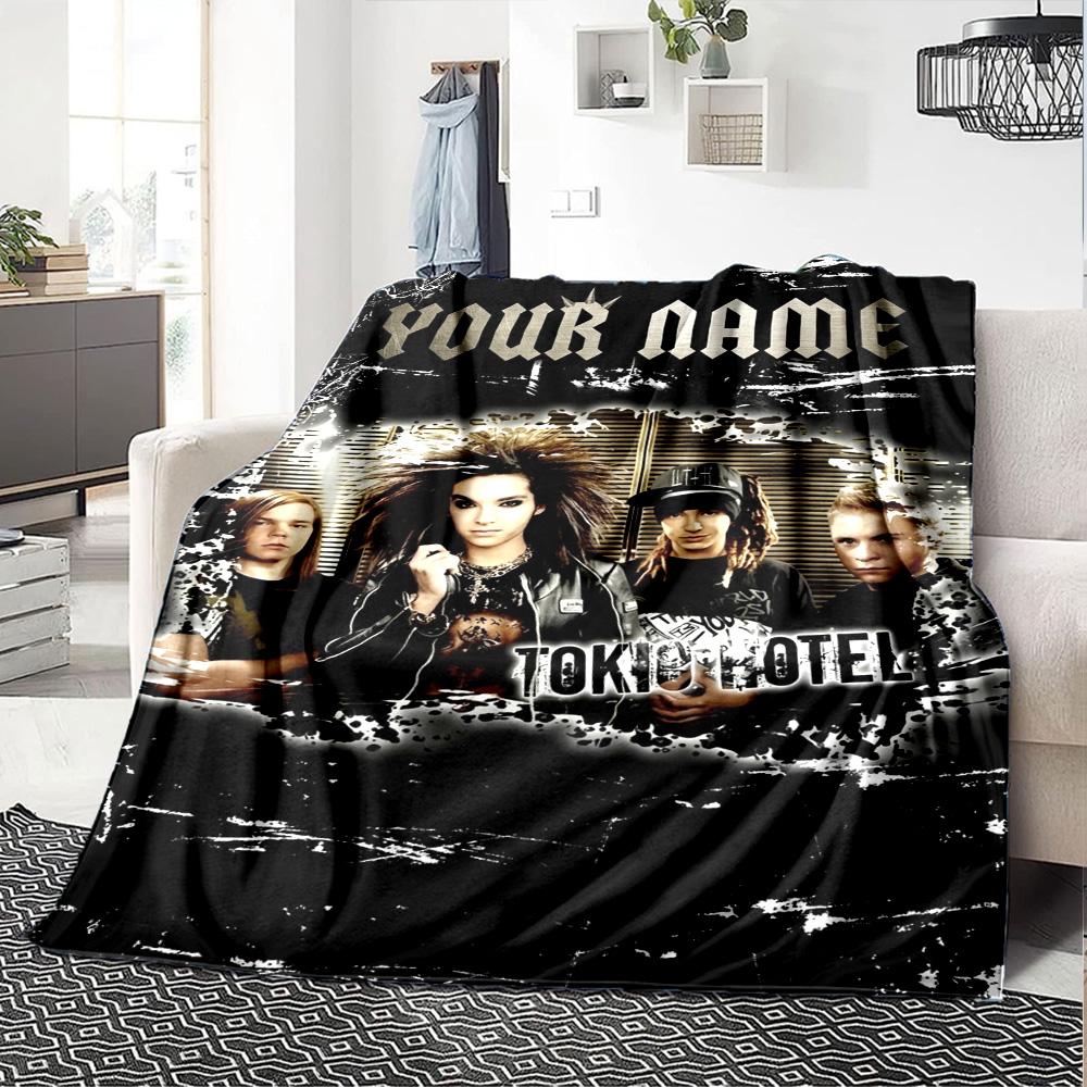 Name Custom Tokio Hotel Print Flannel Blanket High Quality Warm Comfortable Cover for All Seasons Perfect for Gifts Home Decor