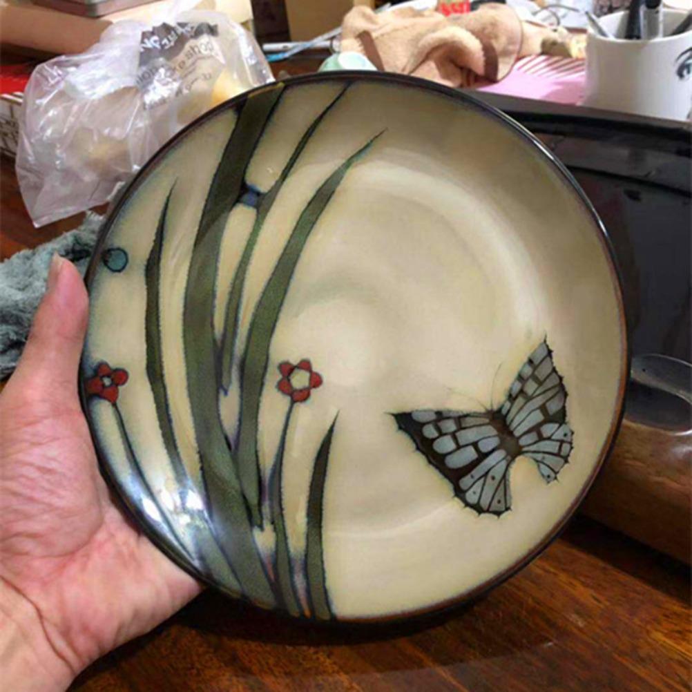 Vintage Ceramic Flower 8-inch Plate Wall Decorative Plate Mysterious Face Plate Decoration Stentless Livingroom Home Decor