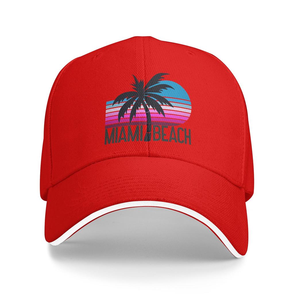 Spring Casual Baseball Cap Miami Beach Palm Running Hippie Trucker Hat For Women Men Adjustable  Classic Baseball Caps