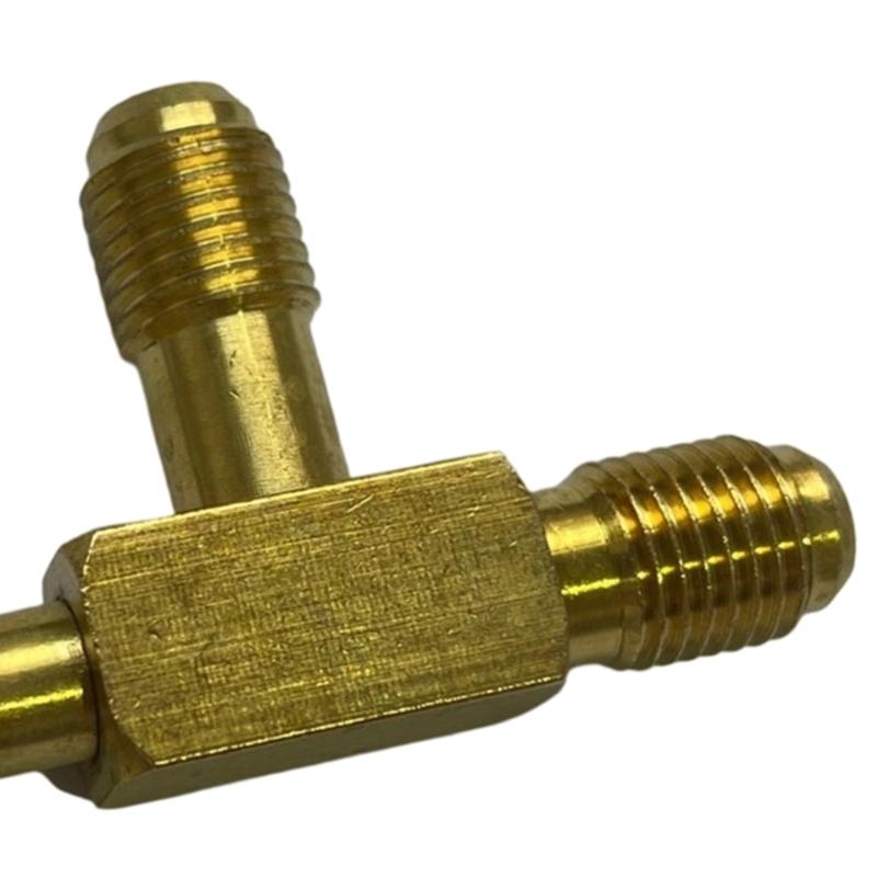 Heavy Duty Brass T Type Adapter With 1/4 External Thread SAE External Thread For Refrigeration Easy Installation