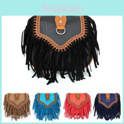 Elegant Bohemian Tassel Crossbody Bag For Women Stylish Vintage Pu Shoulder Bag