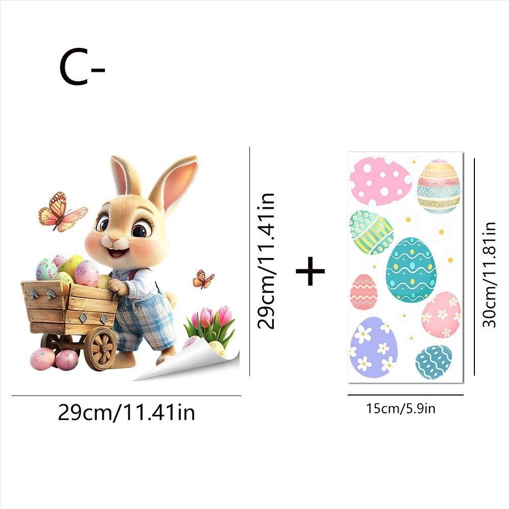 Self-Adhesive Flower Rabbit Sticker Easter Festival Party Sticker New Wall Decal  Glass Decoration