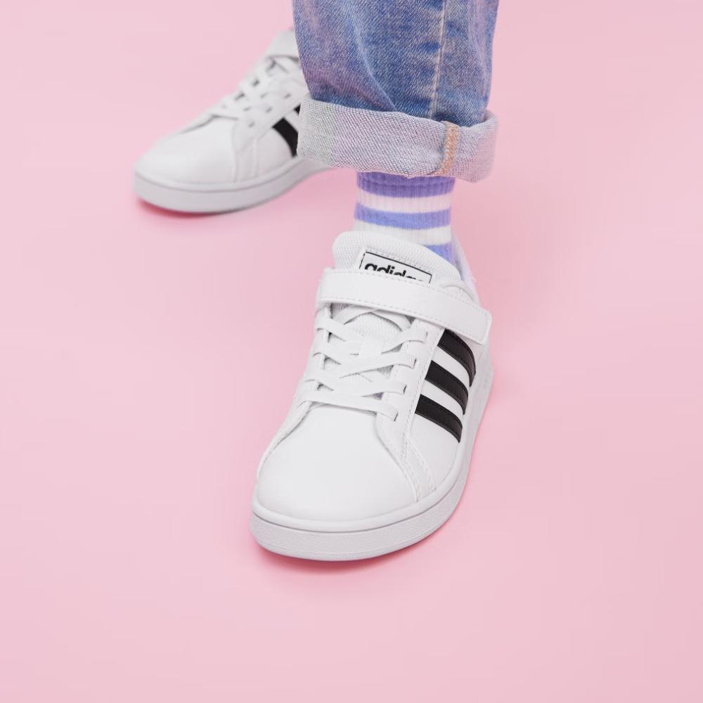 adidas Neo GRAND COURT C Hook and Loop Cushioning, Wear Resistant Low Top Skateboard Shoes White Black EF0109