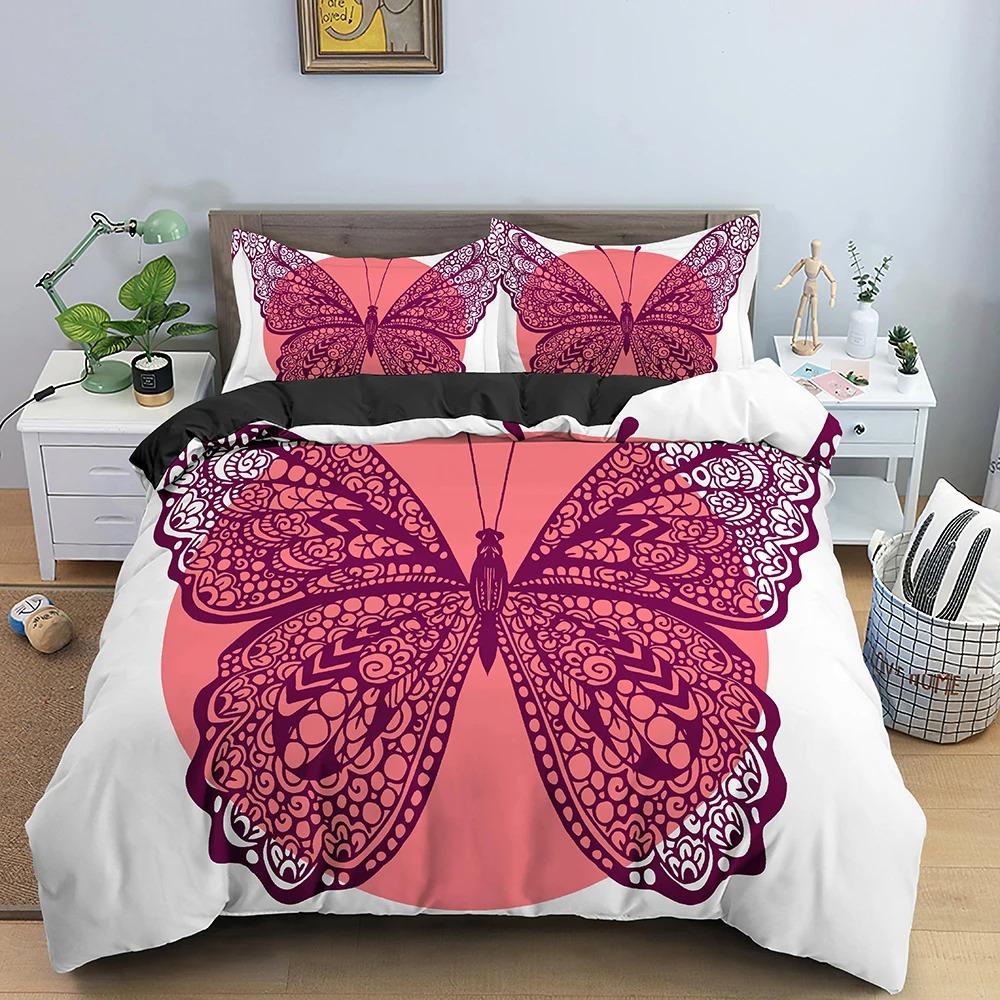 Set de lenjerie de pat Fluture Daisy Băieți Fete Twin Queen Size Husă de pilota Față de pernă Pat Copii Adulti Moda Textile de casaextile