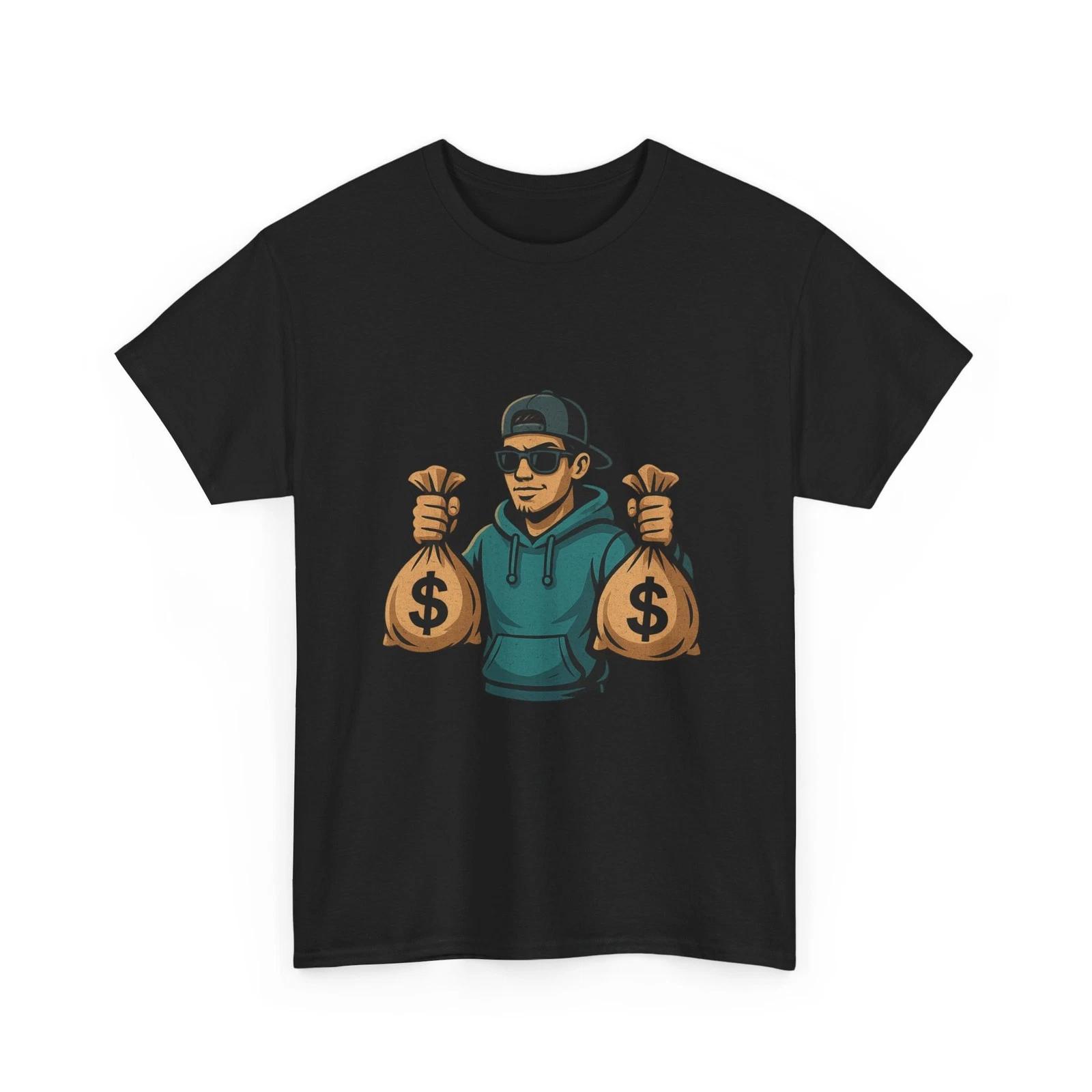 Holding Money Bags Character Hoodie Graphic Tee | Money Bags Streetwear, Style S