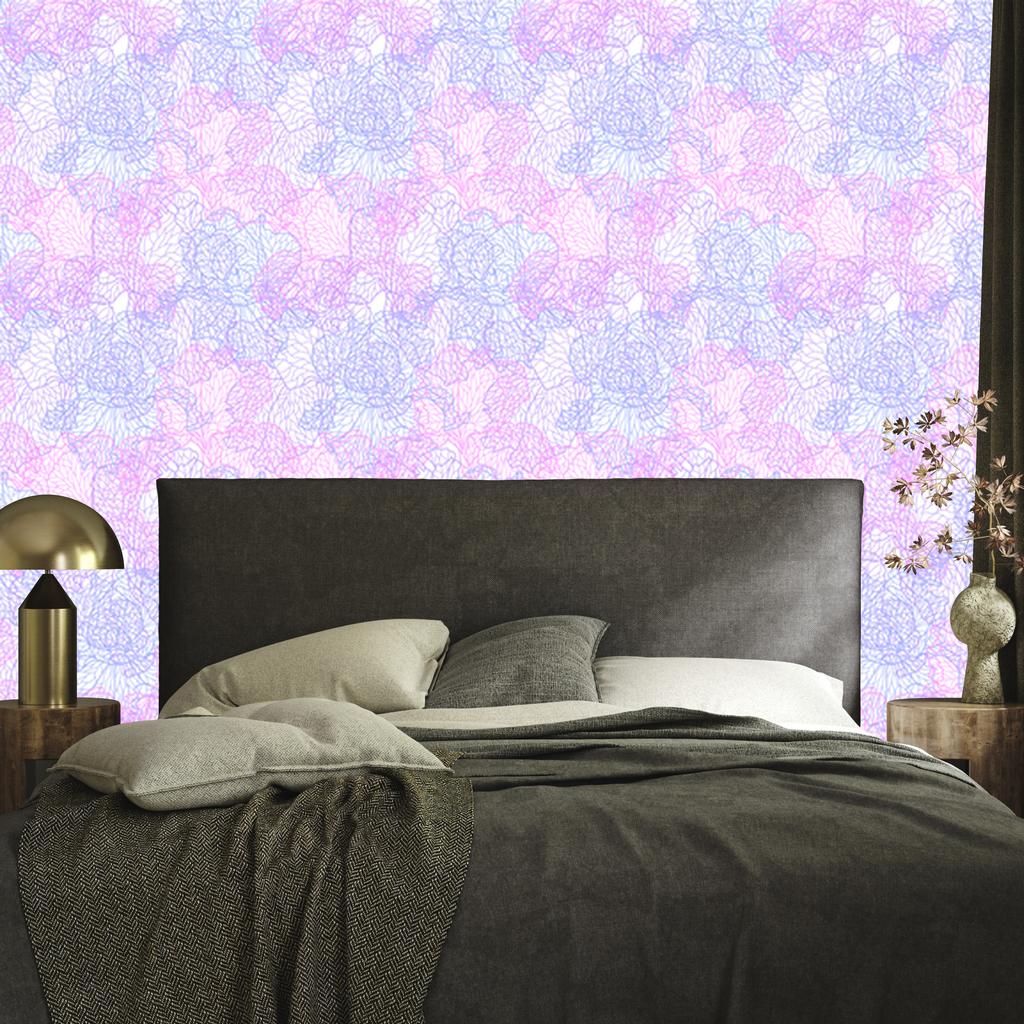 Lavender and Blue Flowers Wallpaper for Living Room and Bedroom 50x1000