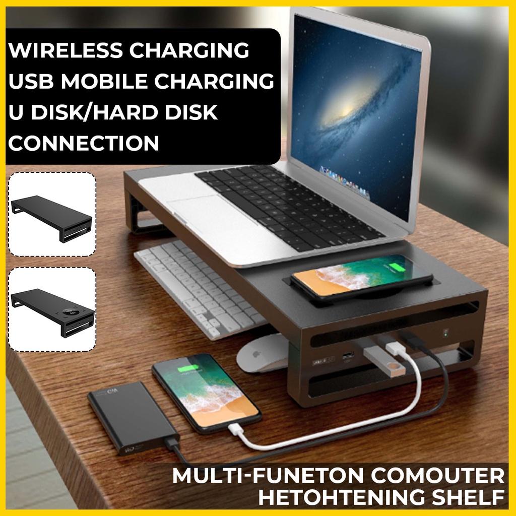 Aluminum Alloy Computer PC Laptop Base Wireless Phone Charging Smart Base Stand With USB 3.0 Port EU Plug