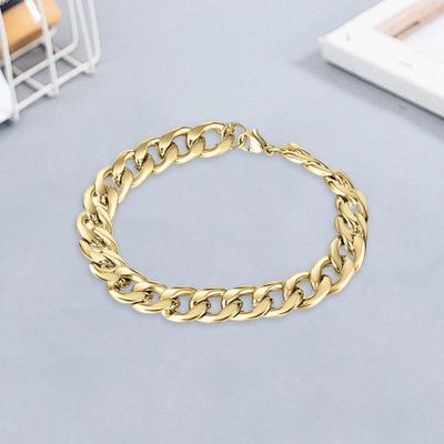 Unisex Bracelet Titanium Steel Hollow Out Chain Solid Color Sturdy Construction Luster Punk Hip Hop Polished Birthday Gift Jewelry