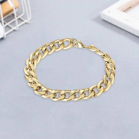 Unisex Bracelet Titanium Steel Hollow Out Chain Solid Color Sturdy Construction Luster Punk Hip Hop Polished Birthday Gift Jewelry