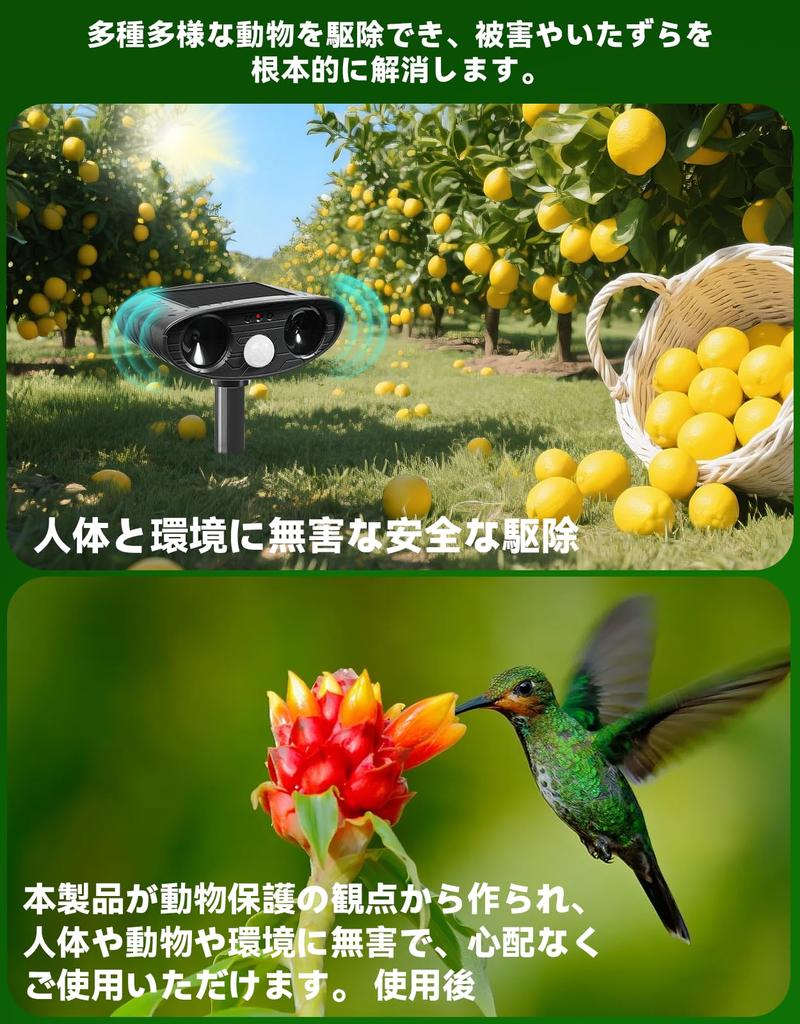 Mocasa Ultrasonic Animal Repellent for and Ultrasonic Pest Repellent with 10m Detection Solar PIR Infrared Waterproof and Long Standby Time 2-Piece