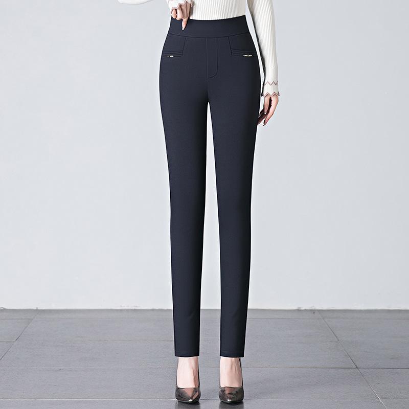 Women's High Elasticity Slimming Pencil Pants - Middle-Aged Mom, Elastic Waist, Plus Size, Spring/Autumn Leggings