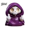 Halloween Skeleton Statue Purple Robe Figurine for Halloween Middle Finger Room Decor Resin Statue Gothic Walking Dog Sculpture Ornament