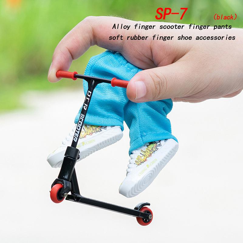 1Set Alloy Finger Scooter Finger Toy Skateboards With Pants Shoes And Tools Finger Scooter Toy Mini Skateboard Finger Toy For Gift