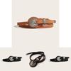 Ethnic Style Solid Color Oval Metal Buckle Decoration Suede Women Belt For Vintage Dresses And Casual Wear
