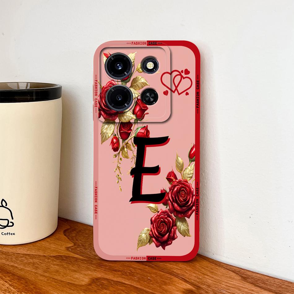 

Case For Infinix Note 30 Pro 30 VIP 30i Fashion Rose Letters Soft Liquid Silicone Phone Cover For Infinix Note30 Anti Drop Shell Infinix Note 30 VIP