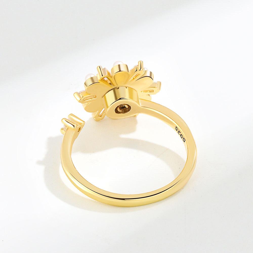 Exquisite 7 Pearl Spinning Ring For Women Adjustable Open Band Freshwater Creative Rotating Jewelry Gift