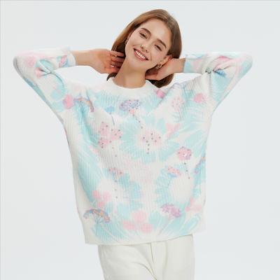 DIMANAF 2024 Autumn Women Colorful Sweaters Knitting Basic Fashion O-Neck Style Loose Pullover Sweater