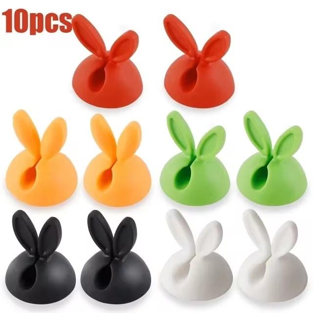 Cute Rabbit Ear Cable Manager Desktop Car Dashboard Charger Cables Clasp Clip Desk Line Organizer Bunny Ear Winder Holder