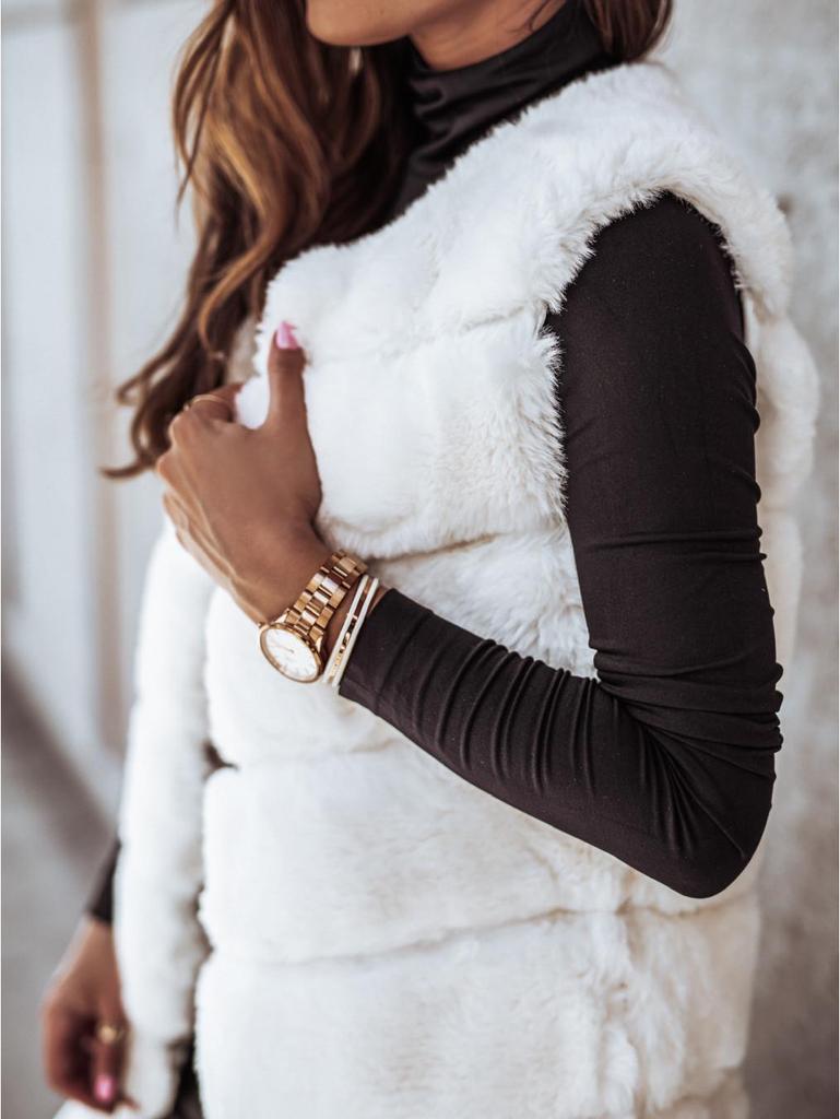 2023 Autumn/Winter Long Round Neck Fur Vest Coat