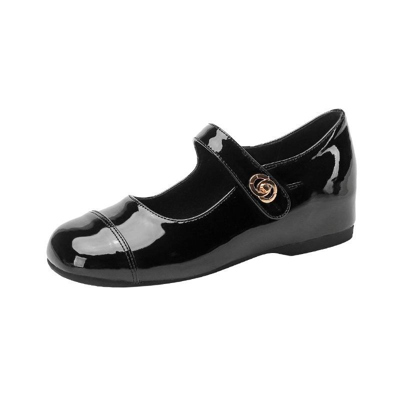 

Внутреннее увеличение высоты женские туфли Мэри Джейн весна и осень новые на толстом каблуке туфли с одинарной пряжкой маленькие кожаные туфли 39