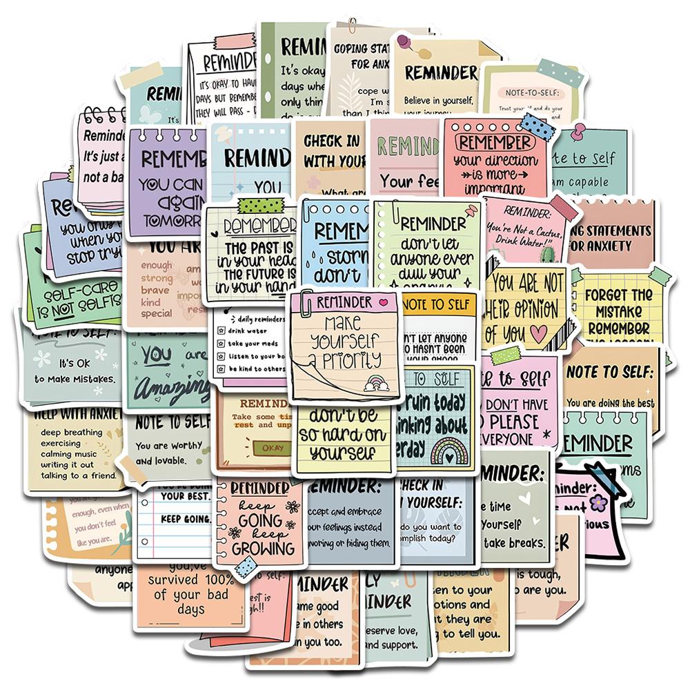 50PCS Reminder Sticker Aesthetic Scrapbook Graffiti Laptop DIY Phone Decals Luggage Scrapbook Skateboard Notebook Stickers