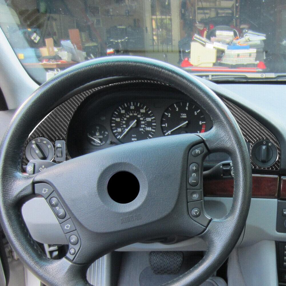 2PC Carbon Fiber Speedometer Panel Cover Trim For BMW 5 Series E39 M5 1998-2003