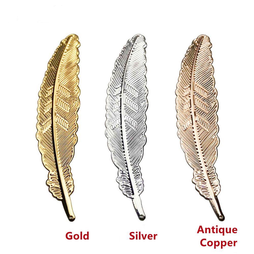 1pc Handmade Gold Silver Plated Page markers Metal Feather Book darts Bookmark Students Stationery