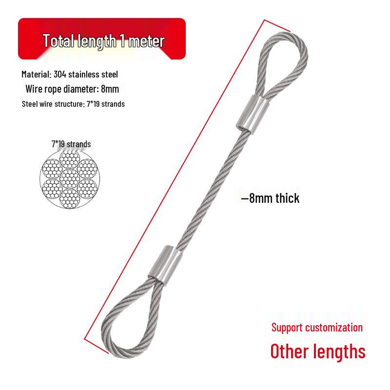 Rust-Proof, Wear-Resistant Steel Wire Rope with Aluminum Head - High Load-Bearing, Corrosion-Resistant, Thickened for Outdoor Industrial Safety