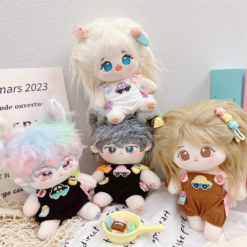 20cm Cotton Doll Plush Toy With Interchangeable Outfits White Car Overalls