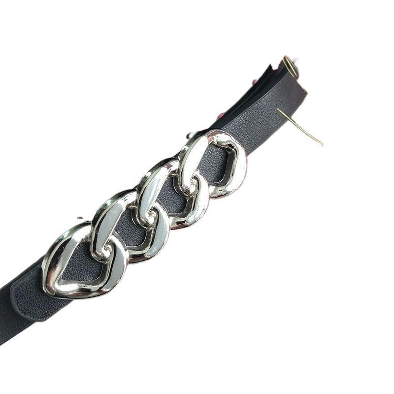 Trendy Women's Pu Chain Belt For Jeans And Dresses Stylish Slim Design In Black And Silver