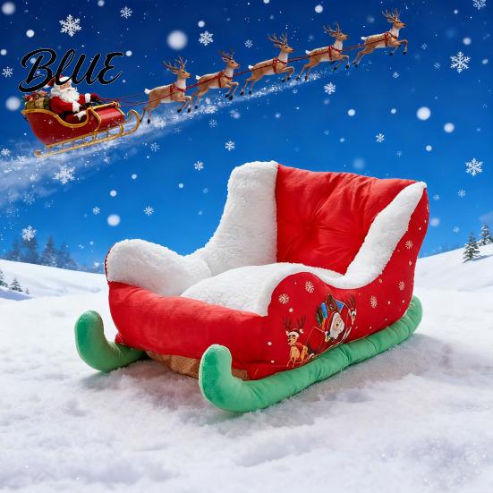 Cozy Retreat for Washable Plush Bed Red Sleigh Dog Pets Christmas Fluffy Pet Festive Xmas