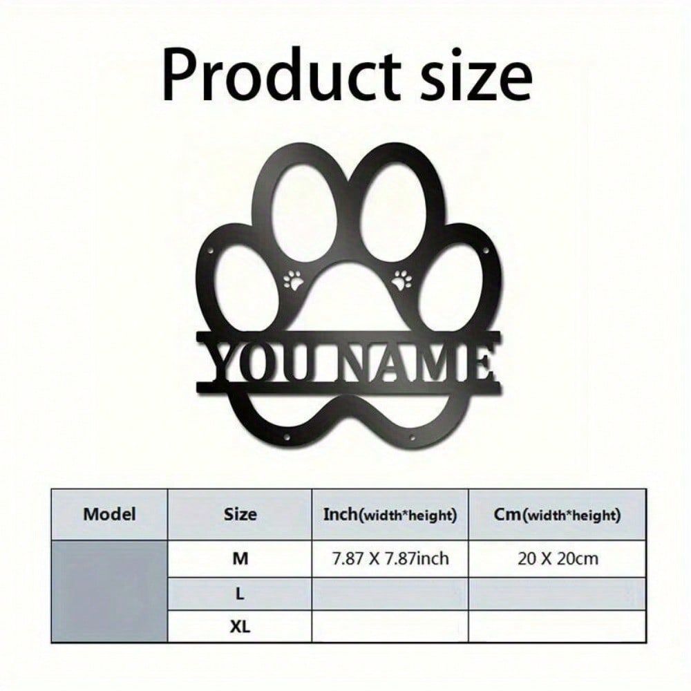 Benutzerdefinierte Hundename Schild Wandkunst Metall Pfotenabdruck Dekor für Tierliebhaber Einzigartiges Geschenk